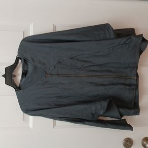 Cos Dark gray 100% Silk collar less jacket blouse  top sz 14